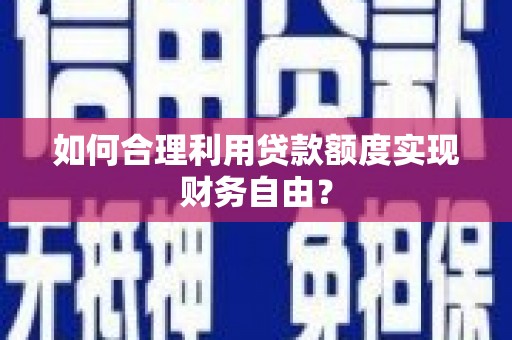 平南如何合理利用贷款额度实现财务自由？