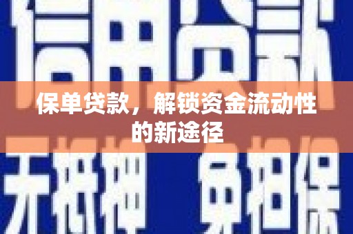 平南保单贷款，解锁资金流动性的新途径