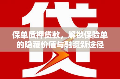 平南保单质押贷款，解锁保险单的隐藏价值与融资新途径