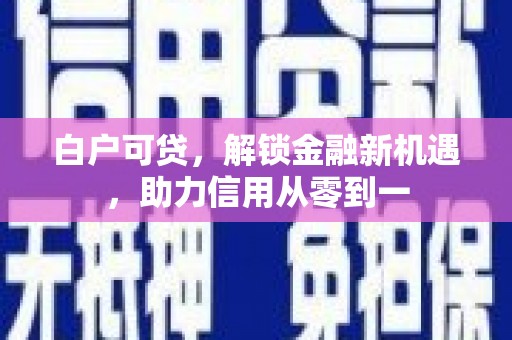 平南白户可贷，解锁金融新机遇，助力信用从零到一