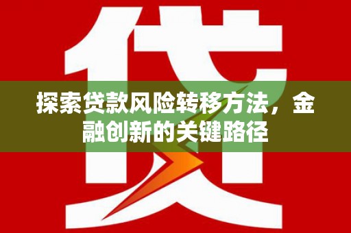 平南探索贷款风险转移方法，金融创新的关键路径