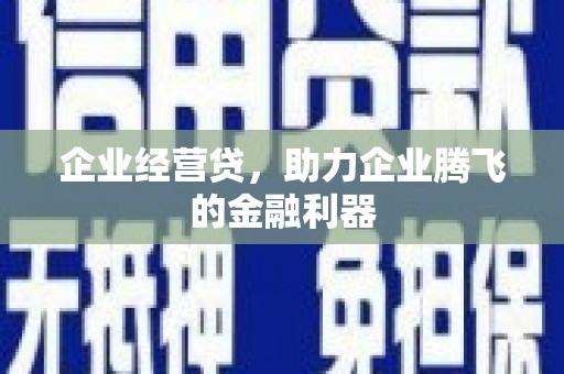 平南企业经营贷，助力企业腾飞的金融利器