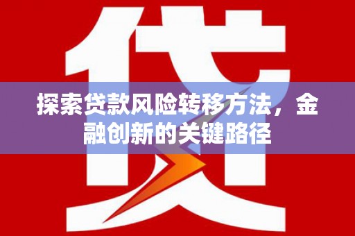 平南探索贷款风险转移方法，金融创新的关键路径