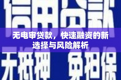 平南无电审贷款，快速融资的新选择与风险解析