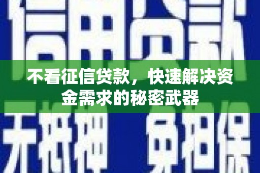 平南不看征信贷款，快速解决资金需求的秘密武器