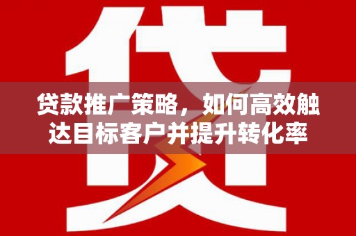平南贷款推广策略，如何高效触达目标客户并提升转化率
