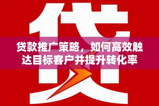 平南贷款推广策略，如何高效触达目标客户并提升转化率