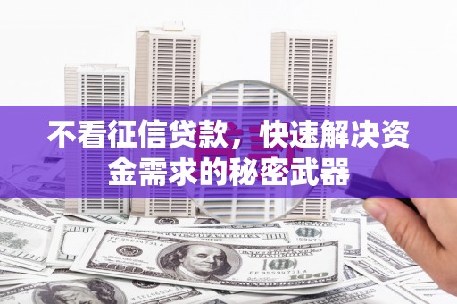 平南不看征信贷款，快速解决资金需求的秘密武器