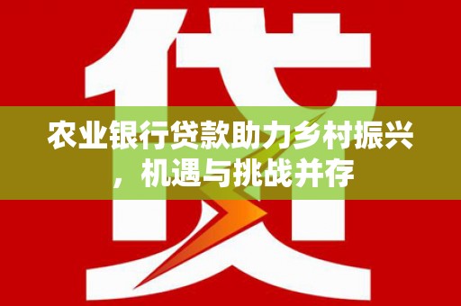 平南农业银行贷款助力乡村振兴，机遇与挑战并存