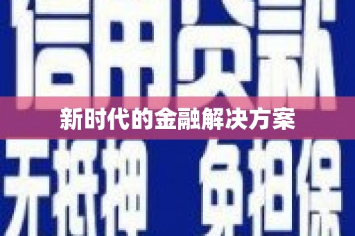 平南新时代的金融解决方案